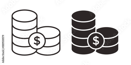 Money coin icon, line symbols on white background. EPS10