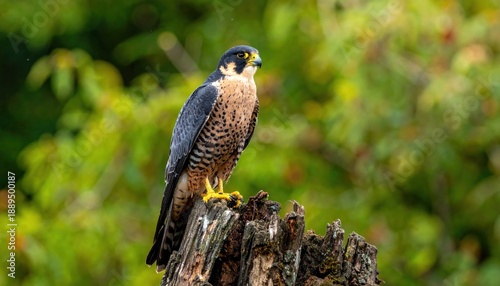 Wallpaper Mural Peregrine Falcon Perched on a Weathered Tree Stump. Torontodigital.ca
