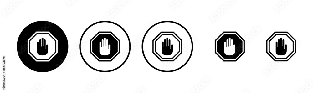 Obraz premium Stop icon logo design. stop road sign. hand stop sign and symbol. Do not enter stop red sign with hand