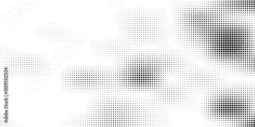 Set of halftone dots gradient pattern texture isolated on white background. Straight dotted spots using halftone circle dot raster texture. Vector blot half tone collection.