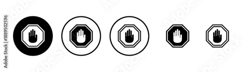 Stop icon logo design. stop road sign. hand stop sign and symbol. Do not enter stop red sign with hand