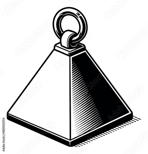 Line art illustration of a plumb bob depicting gravity for construction