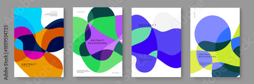 Elegant minimalist posters showcasing fluid wave movements and a contemporary color palette with overlapping semi-transparent shapes