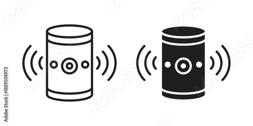Smart speaker icon, line symbols on white background. EPS10