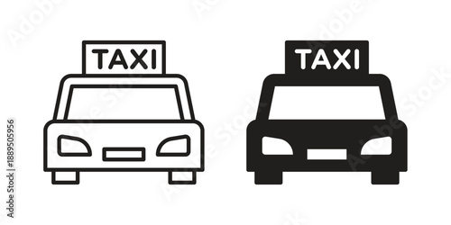 Taxi icon, line symbols on white background. EPS10
