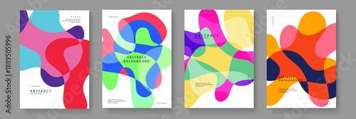 Vibrant collection of overlapping organic liquid shapes in bright colors for creative brochure and cover art