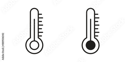Thermometer icon, line symbols on white background. EPS10