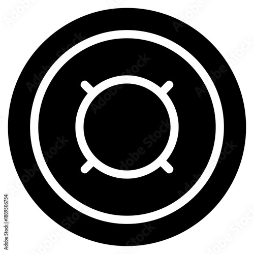 Solid black circle icon with concentric rings and crosshairs inside representing target goal focus objective or concentration with simple clean vector design on white background