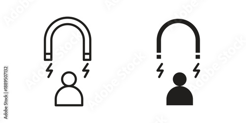 User engagement icon, line symbols on white background. EPS10