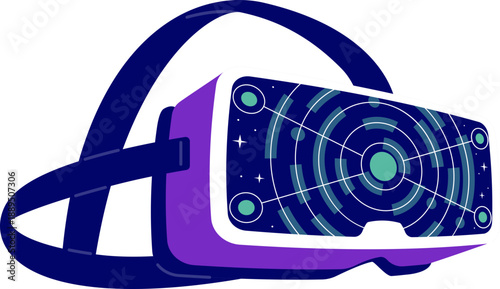 Futuristic Virtual Reality Headset in Blue and Purple Tones