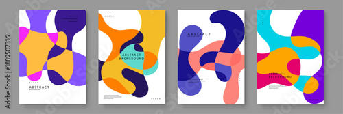 High energy posters featuring dynamic fluid flow with a unique mix of bold primary colors and soft pastel accents for modern appeal