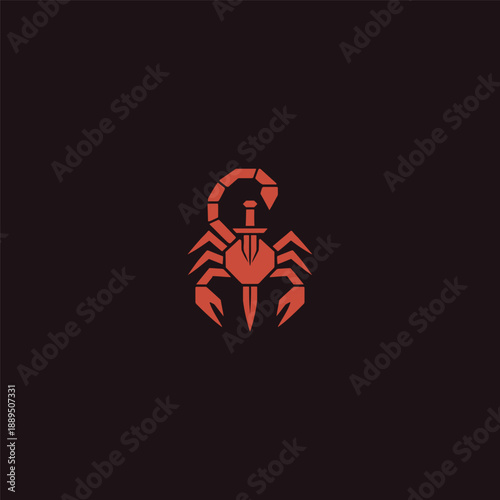 Scorpion dagger logo in sharp and powerful minimalist illustration style.