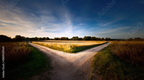 divergence. Conceptual crossroads splitting two paths in a symbolic decision-making scene. wellbeing guides, coaching materials, designed for mental health education and mindfulness programs.