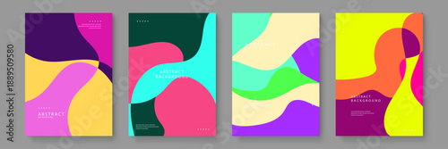 Artistic set of vertical backgrounds featuring asymmetrical organic blobs and stylish color combinations for premium brand identity