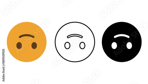 A set of three emoticon faces with concerned expressions on white background