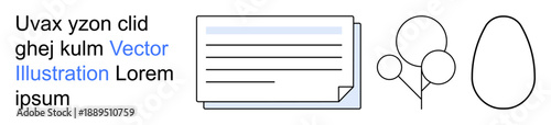 Education, celebration, design concepts, documentation, abstract ideas, minimalism. A document, balloons and an egg outline as simple graphics. Education and celebration conveyed