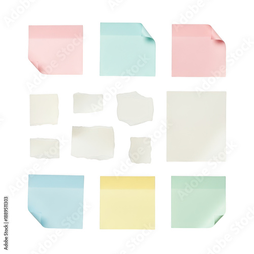 Wallpaper Mural Collection of colorful and torn paper sticky notes, reminder, memo, message, creative layout Torontodigital.ca