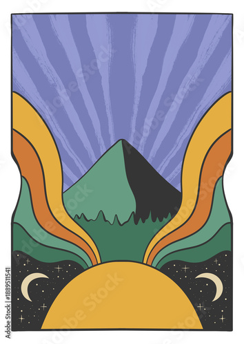 Trippy psychedelic vintage retro illustration