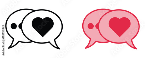 Modern Digital Communication Chat Bubbles with Heart Symbol Icon for Social Interaction
