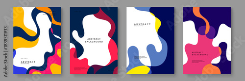 Vibrant collection of abstract fluid posters featuring organic liquid shapes and bold color palettes for modern interior decor or digital backgrounds