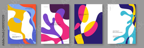 Modern graphic art posters featuring a mix of soft and bold fluid shapes for a contemporary aesthetic