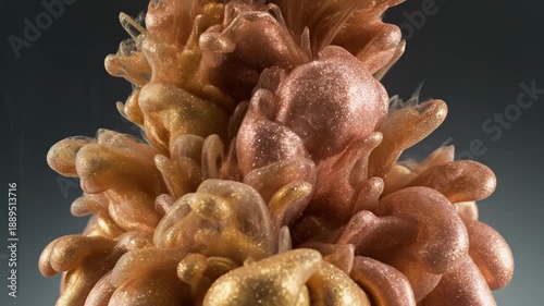 Golden and copper decorative floral object on gradient background