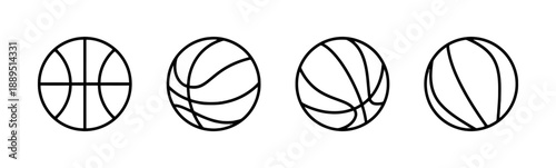Basketball icons set showing different ball designs and stitching patterns for sports and games representing active lifestyle and athletic competition for team sports
