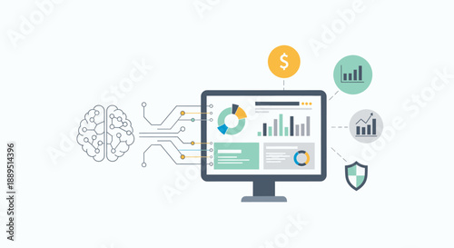 Ai Brain Processing Business Data for Analytics, Growth, and Security