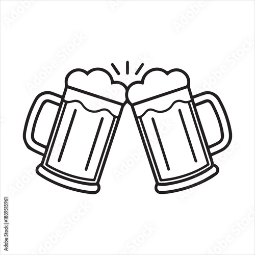 beer mug outline coloring book page vector illustration line art drawing
