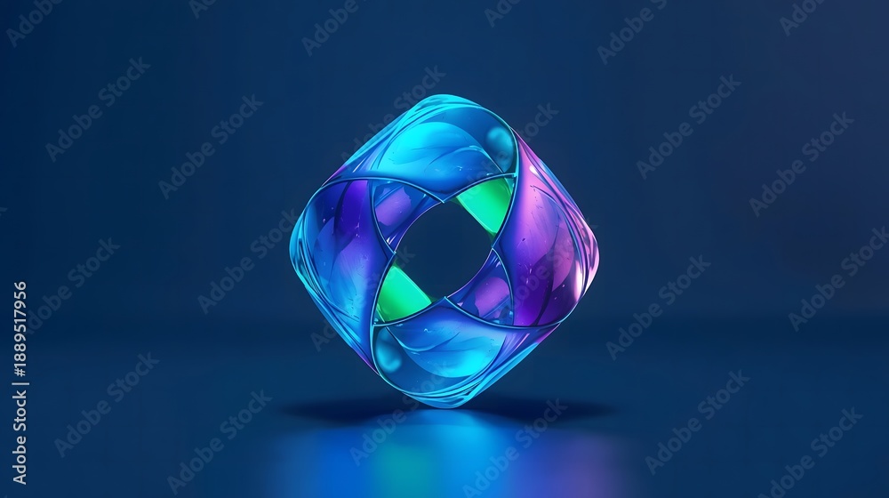 Fototapeta premium 3D abstract innovation icon with geometric shapes and vibrant gradient, modern tech design.