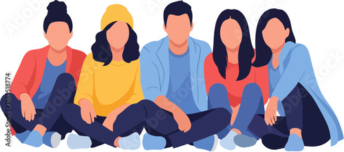 Group of young adults sitting together.