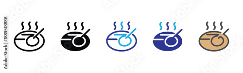 Cooking icons set representing food preparation and meal times in various colors and styles for kitchen and restaurant design elements