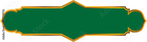 Border Islamic Text Box, Gold Green Label Banner Button Shape
