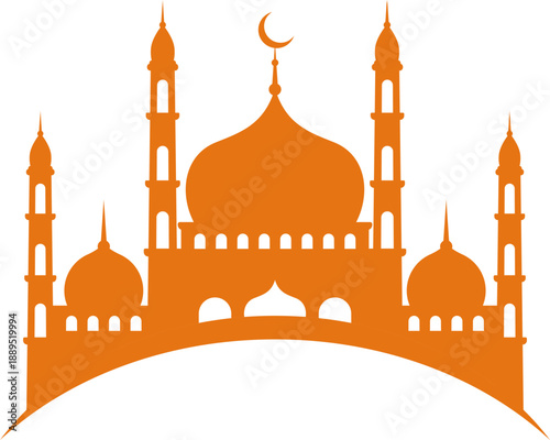 Silhouette of Mosque with Dome and Minaret