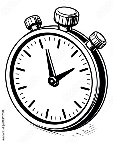 Hand drawn line art illustration of a stopwatch depicting time measurement for productivity and deadlines