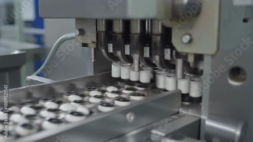 Pharmaceutical machine filling vials with medication