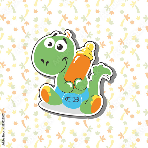 Adorable Green Dinosaur Holding Feeder