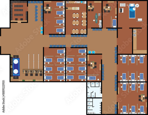 Top View of Hospital Interior Editable Clipart Health Care Vector