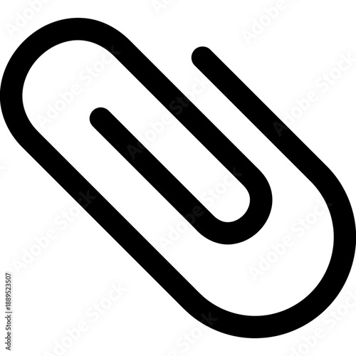 Paperclip icon representing attachment connection and document organization for office supplies stationery and administrative tasks, simple graphic design element