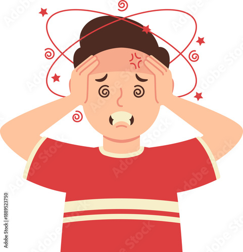 Man Experiencing Dizziness with Swirling Head Effect