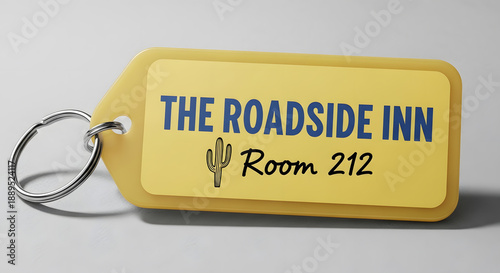 A vintage diamond shaped plastic key tag for room access