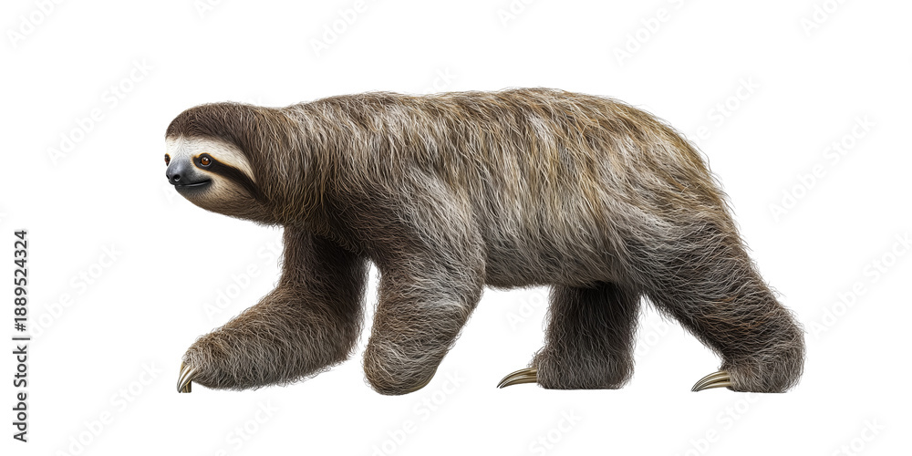 Obraz premium Three-toed sloth walking on a background isolated on a transparent background