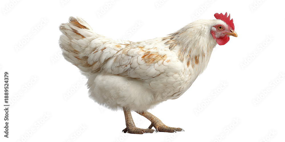 Fototapeta premium White chicken with brown speckles isolated on a transparent background