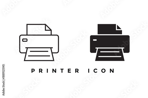 Printer flat and linear icon