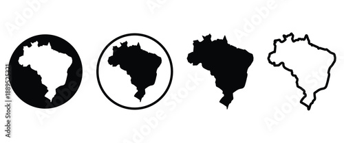 Brazil map sign symbol icon set