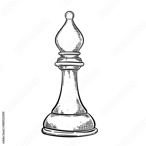 Chess bishop vector sketch line art hand drawn illustration