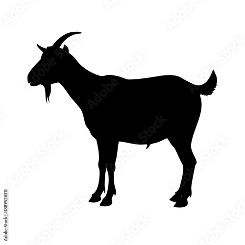 Black Goat Silhouette Vector – Farm Animal Billy Goat Profile Icon for Rural Branding