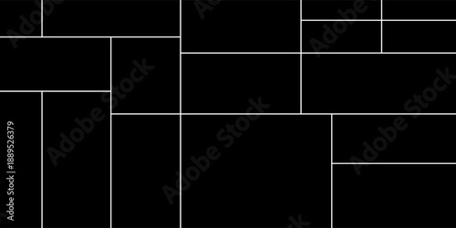 Old elegant album for 15 pictures. Vector collage template on black background. Futuristic layout for gallery photo. Image frame for mood board. Memory wall.eps,10