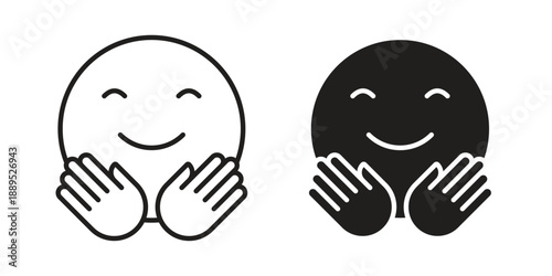 Hugging emoji icons suitable for infographics, websites and print media and interfaces. Line vector icon.