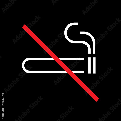 No Smoking Sign Icon, Prohibited Smoking Symbol for Public Building Signage